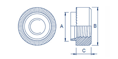 Round Serrated Face Rivet Bush Diagram